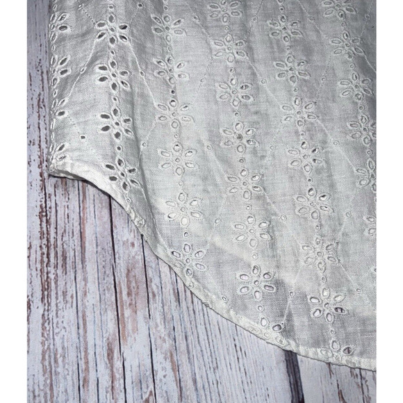 Polo Ralph Lauren Women's White Eyelet Floral Sheer Button Up Top Size SP - Picture 7 of 10